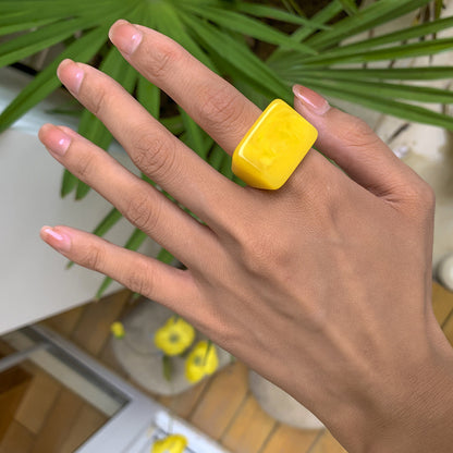 Colorful Acrylic Geometric Resin Rings Stylish Casual Accessories