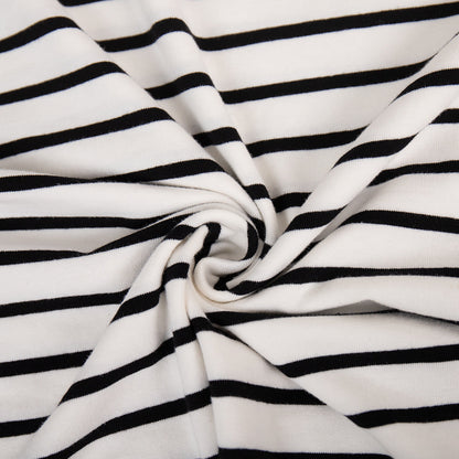 Round Neck Striped Loose Short Sleeves Top