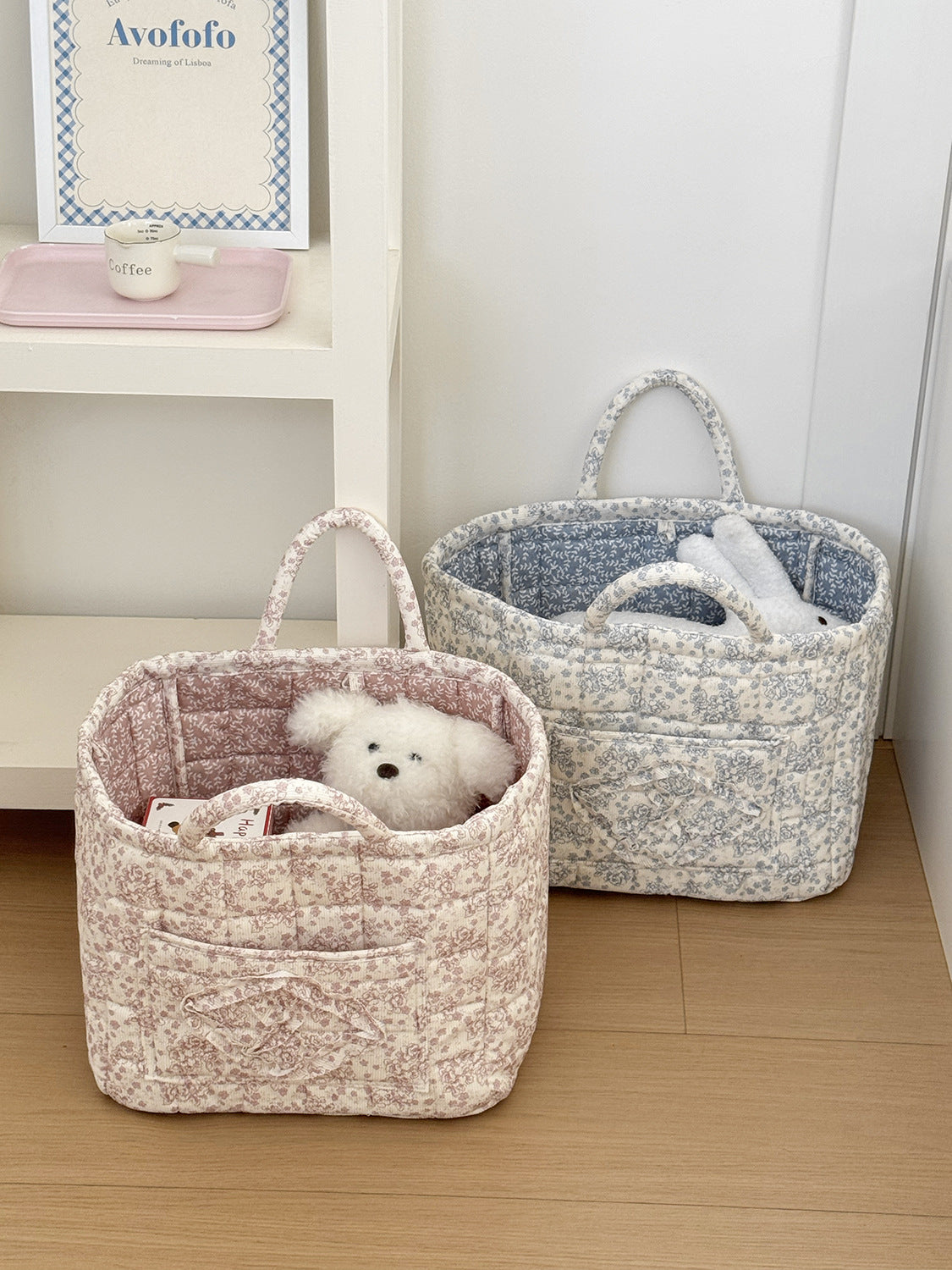 Peony Velvet Storage Basket Stylish Home Organizer