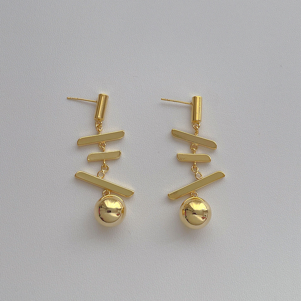 Long Metal Ball Tassel Drop Earrings