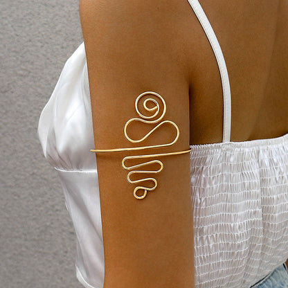 Floral Open Arm Cuff Bracelet Geometric Punk Style Beach Party Jewelry
