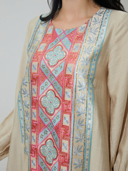 Embroidered Sequin Long Dress Elegant Muslim Gown