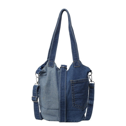 2+ Contrast Color Splice Demin Shoulder bags