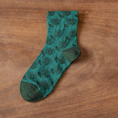 Rufia - Embossed Wide-Cuff Mid-Calf Socks