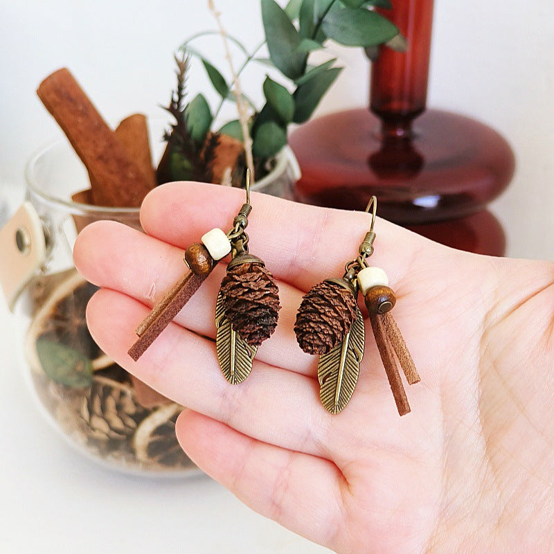 Bohemian Feather Tassel Earrings Vintage Tribal Style