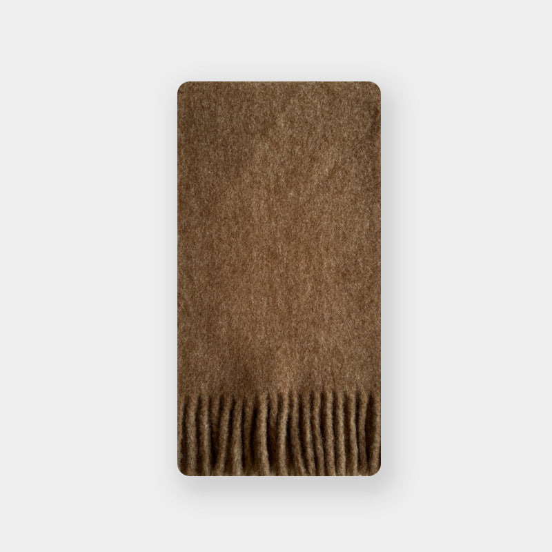 Winter Solid Color Soft Tassel Wool Blend Scarf