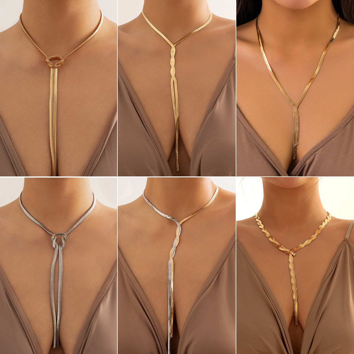 Hip-Hop Metal Snake Chain Necklace Geometric Fashion Jewelry