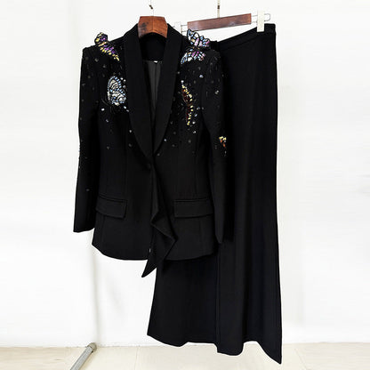 Butterfly Embellished Blazer Pants Set