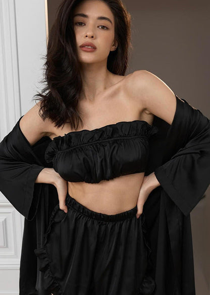 Three Piece Ruffle Lounge Set Soft Fabric