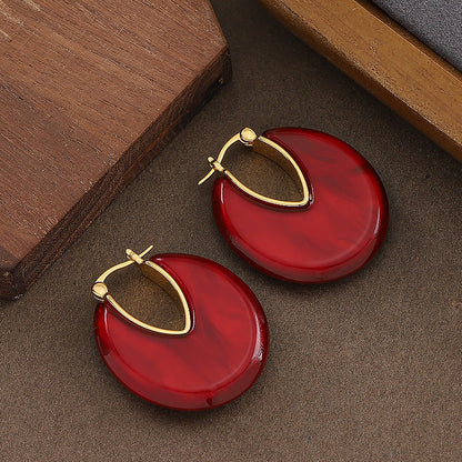 Fashionable Geometric Resin Hoop Earrings For Elegant Occasions