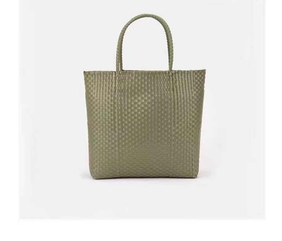 Summer Straw Tote Bag Handmade PVC Beach Shoulder Bag