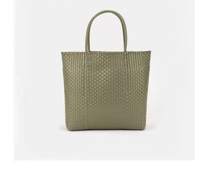 Summer Straw Tote Bag Handmade PVC Beach Shoulder Bag