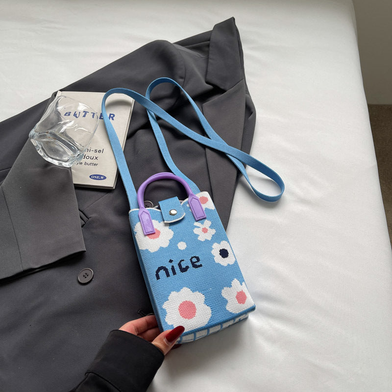 Fashionable Simple Knit Crossbody Phone Bag