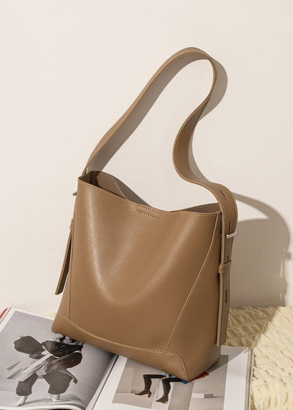 Commuter Bucket Bag Genuine Leather Minimalist Design