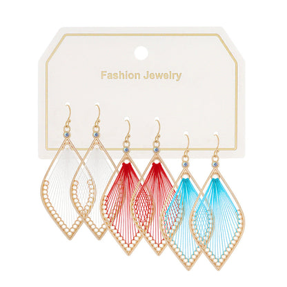 Geometric Alloy Earrings With Tassels Elegant Vintage Style