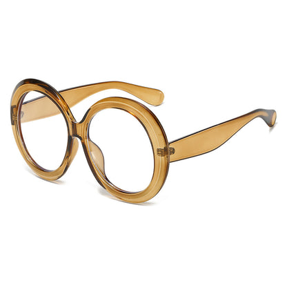 Oversized Round Frame Sunglasses with Anti-Blue Light Lenses