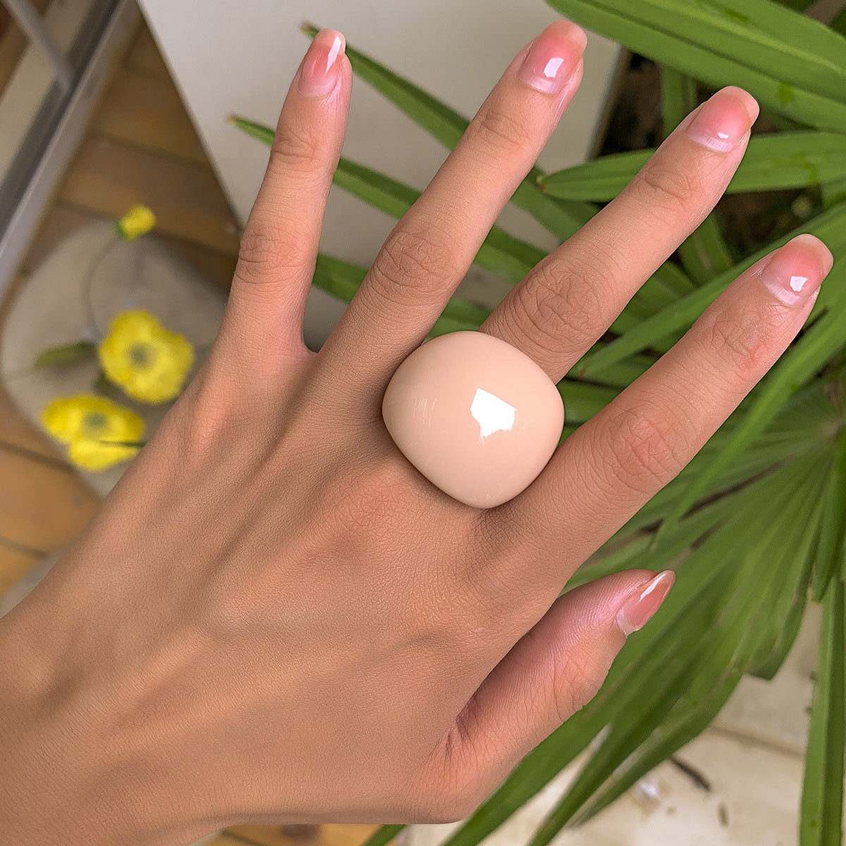 Trendy Geometric Acrylic Statement Ring For Women