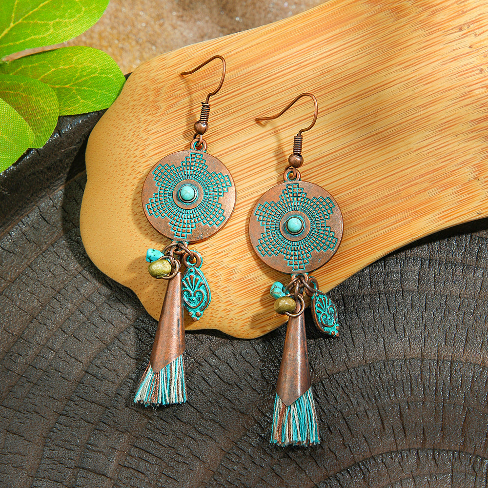 Vintage Style Alloy Earrings with Geometric Design and Bohemian Charm