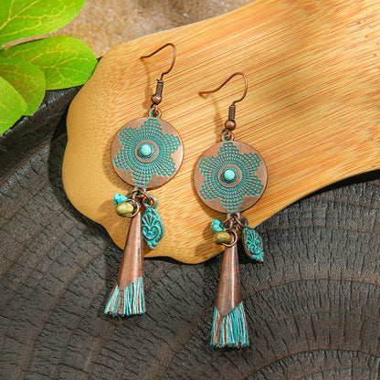 Vintage Style Alloy Earrings with Geometric Design and Bohemian Charm