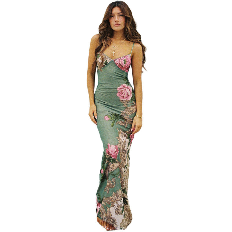 Patterned V-Neck Maxi Dress Elegant Casual Summer Style