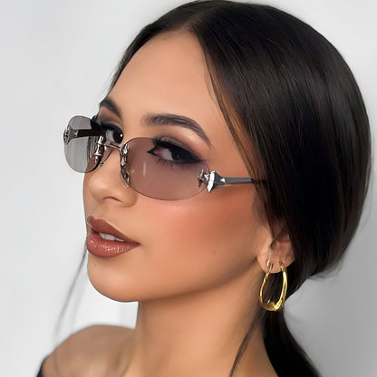 Y2K Star Oval Sunglasses Retro Metal Sunglasses for Outdoor Style