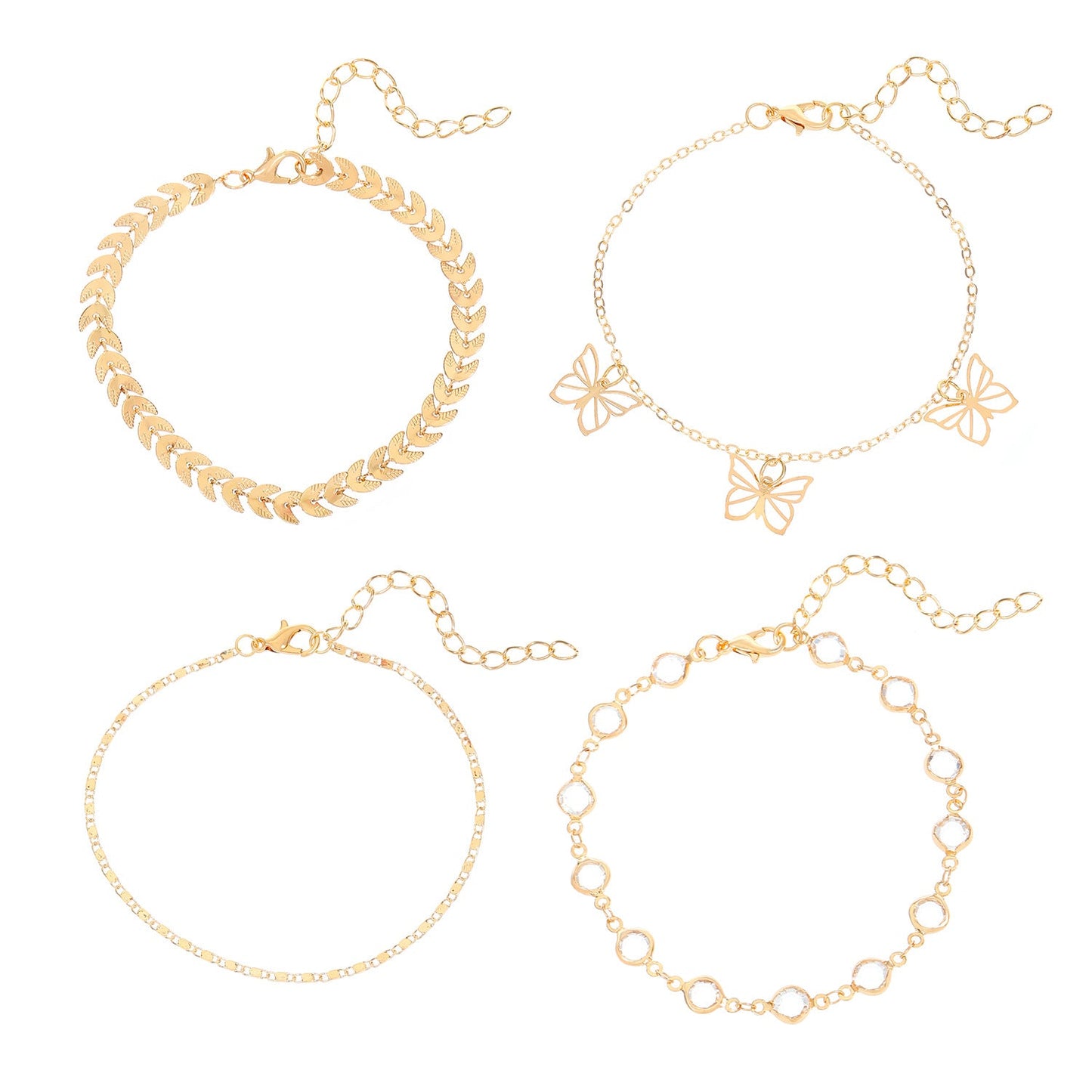 Hellow Out Butterfly Rhinestones Anklet