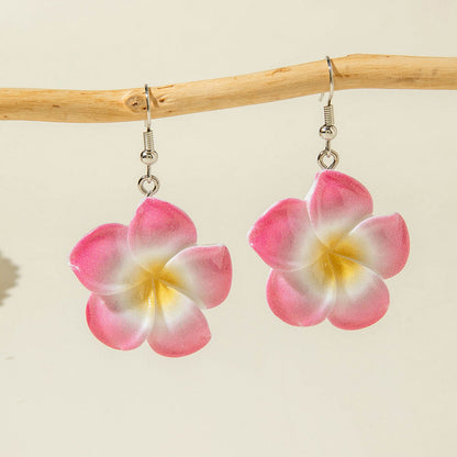 Gradient Flower Earrings Cute Fresh Style Resin Jewelry