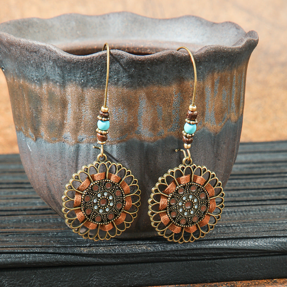 Retro Geometric Tassel Earrings Vintage Style for Women
