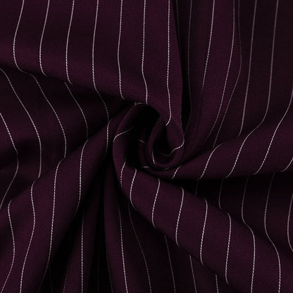 Burgundy Striped Blazer with Bell Sleeves for Women