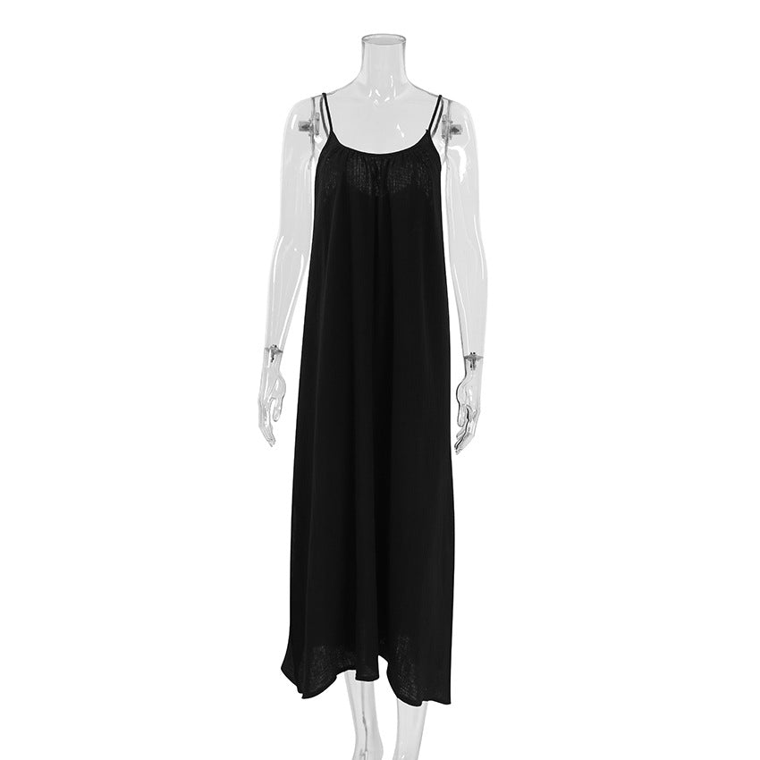 String Shoulder Split Sleepwear Dress
