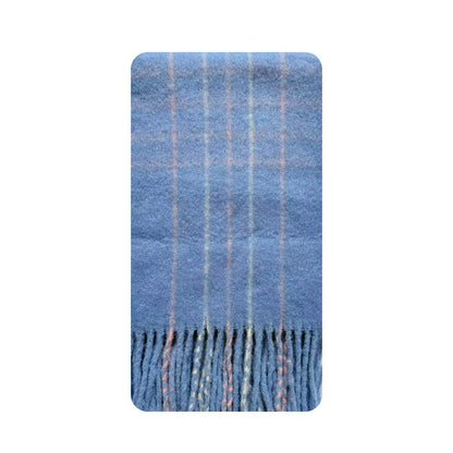 Macaron Color Fringed Check Scarf Soft Wool Blend Shawl