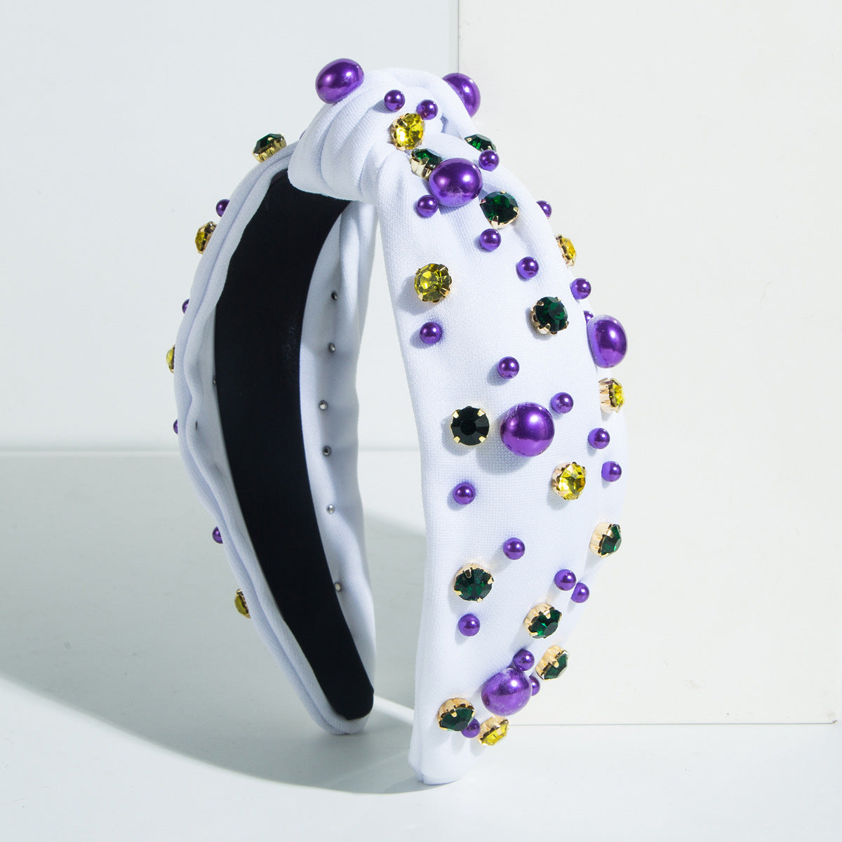 Trendy Pearl Beaded Headband Luxurious Fabric Twist Hair Accessory