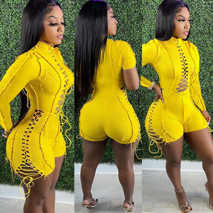 Trendy Solid Color Long Sleeve Jumpsuit With Pleat Design