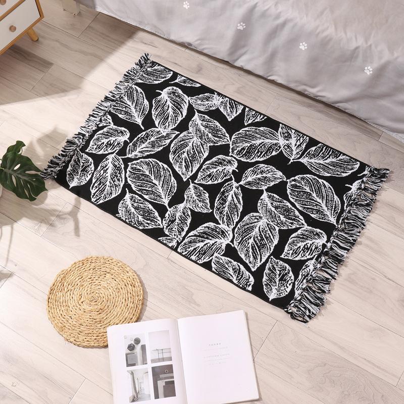 Nordic Style Cotton Tassel Woven Floor Mats Bedroom Bedside Mats Simple Modern Carpets