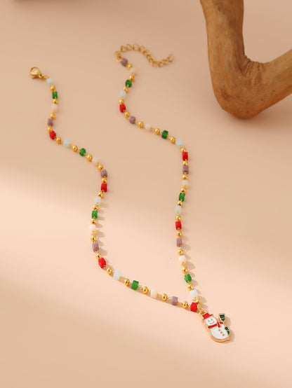 Christmas Tree Santa Claus Pendant Necklace