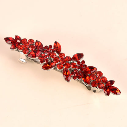 Petal-Shaped Alloy Rhinestone Spring Hair Clips for Brides