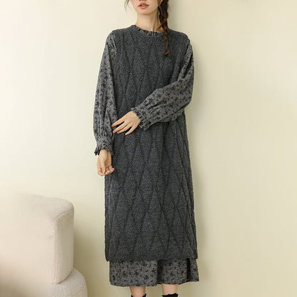 Artistic Diamond Pattern Hand-Crocheted Knit Dress Vest for Women
