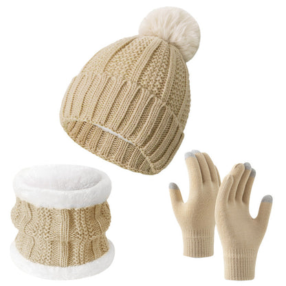 Winter Knitted Warm Gloves, Hat, Scarf Set - Thickened Cozy Design
