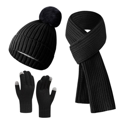 Warm Knitted Winter Hat, Scarf, And Gloves Set
