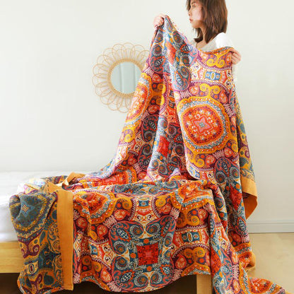 National Wind Cotton Air Conditioning Towel Blanket With Five Layers Of Gauze Soft Summer Cool Blanket