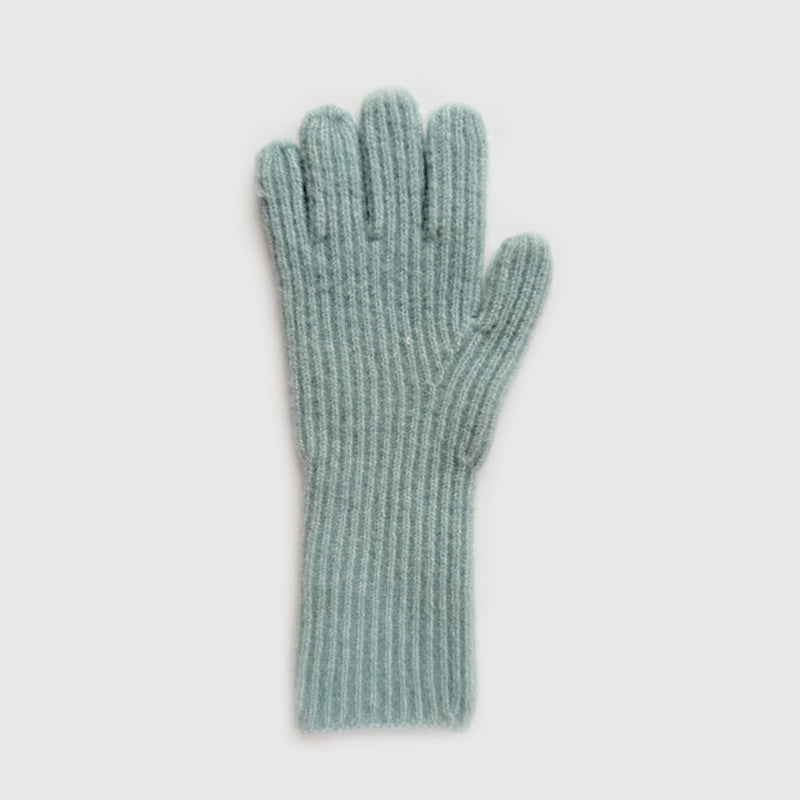 Solid Color Wool Blended Touchscreen Gloves for Women