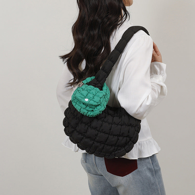 Wrinkled Cloud Mini Pouch Bag Trendy Nylon Handheld Accessory