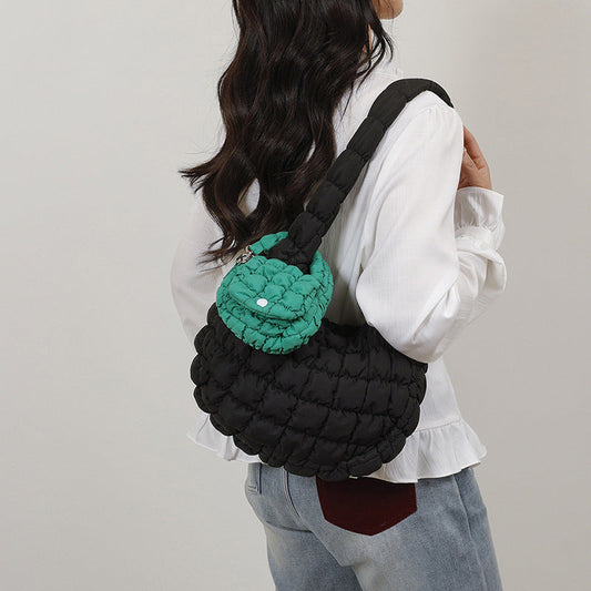 Wrinkled Cloud Mini Pouch Bag Trendy Nylon Handheld Accessory