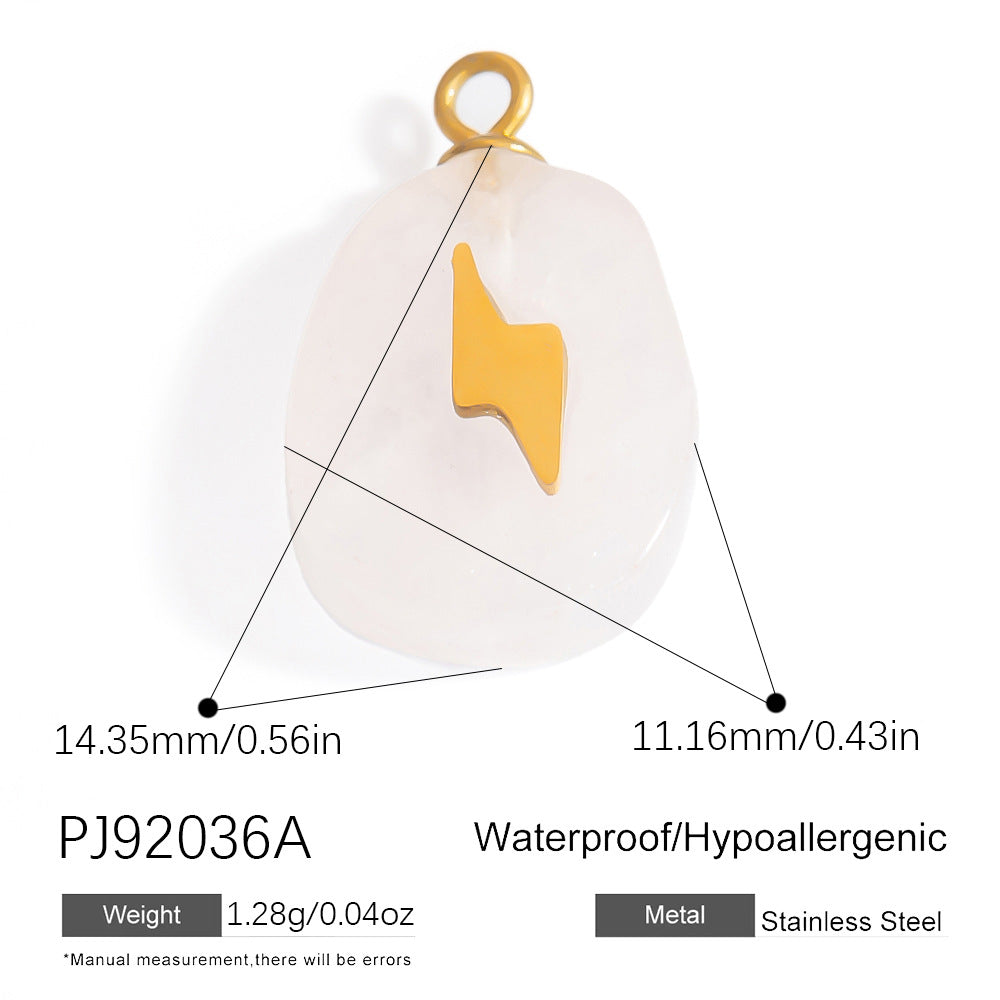 Butterfly Pendant Necklace Natural Stone Stainless Steel Jewelry