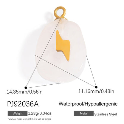 Butterfly Pendant Necklace Natural Stone Stainless Steel Jewelry