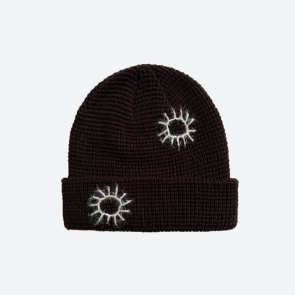 Handmade Embroidered Sunflower Wool Knit Beanie Cap