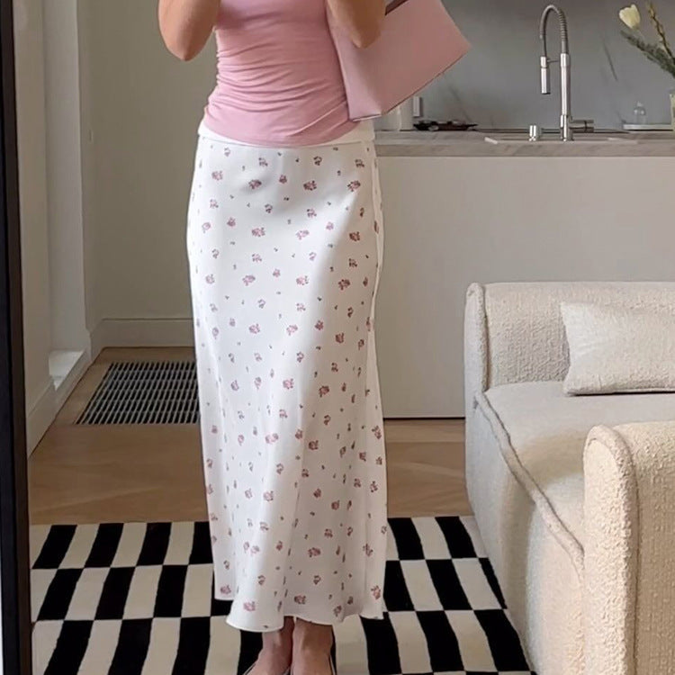 Elegant Floral Print Bodycon Midi Skirt