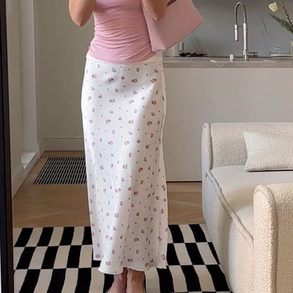 Elegant Floral Print Bodycon Midi Skirt