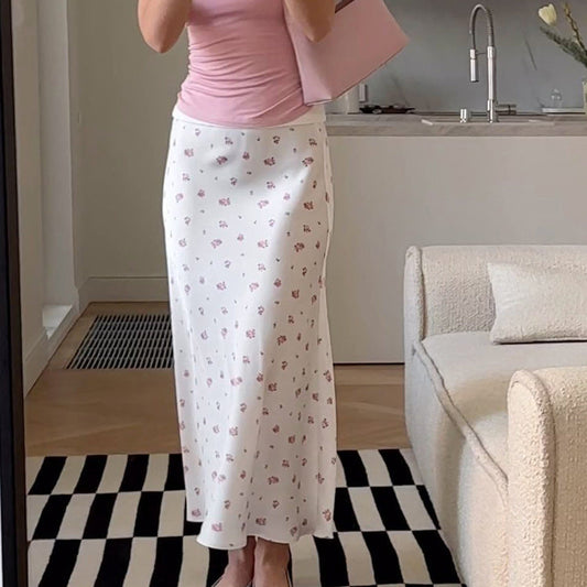 Elegant Floral Print Bodycon Midi Skirt