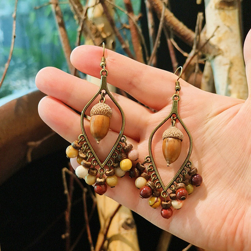 Vintage Chinese Style Tassel Beaded Earrings